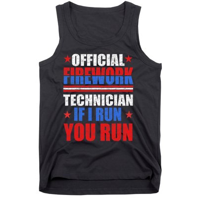 Firework Technician 4th Of July Funny USA Pyro Technician Tank Top