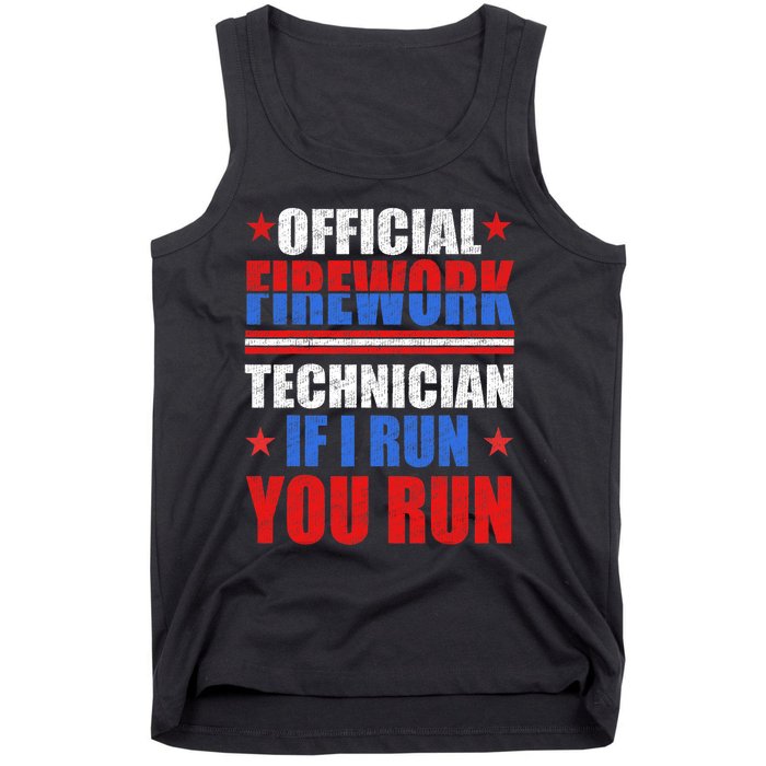 Firework Technician 4th Of July Funny USA Pyro Technician Tank Top