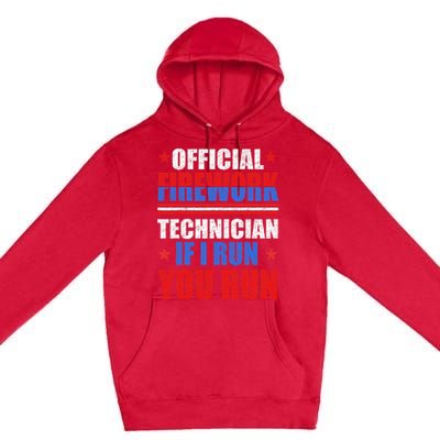 Firework Technician 4th Of July Funny USA Pyro Technician Premium Pullover Hoodie