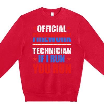 Firework Technician 4th Of July Funny USA Pyro Technician Premium Crewneck Sweatshirt