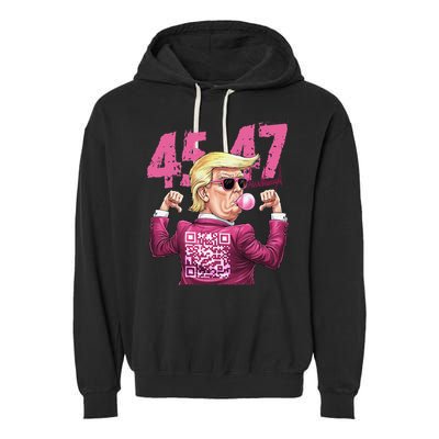 Funny Trump 45 47 Bubble Pin.K Qr Dancing Code Garment-Dyed Fleece Hoodie