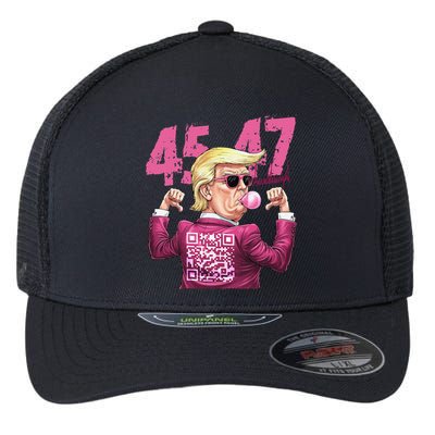 Funny Trump 45 47 Bubble Pin.K Qr Dancing Code Flexfit Unipanel Trucker Cap