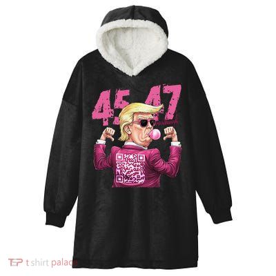 Funny Trump 45 47 Bubble Pin.K Qr Dancing Code Hooded Wearable Blanket