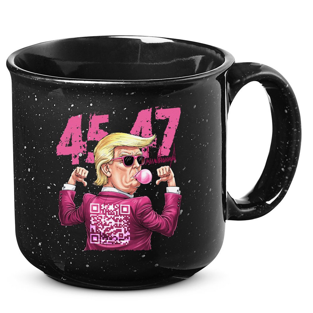 Funny Trump 45 47 Bubble Pin.K Qr Dancing Code 15oz Campfire Ceramic Mug