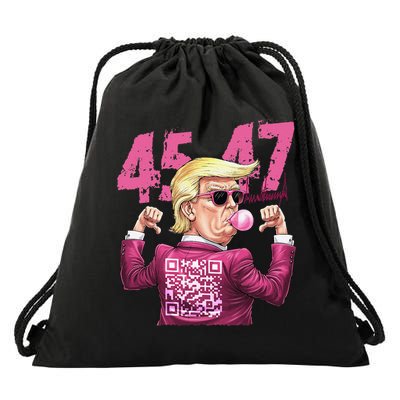 Funny Trump 45 47 Bubble Pin.K Qr Dancing Code Drawstring Bag