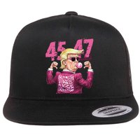 Funny Trump 45 47 Bubble Pin.K Qr Dancing Code Flat Bill Trucker Hat