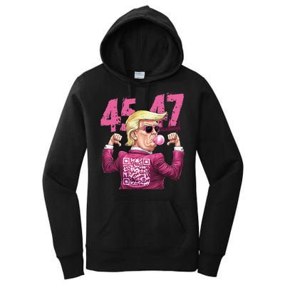 Funny Trump 45 47 Bubble Pin.K Qr Dancing Code Women's Pullover Hoodie