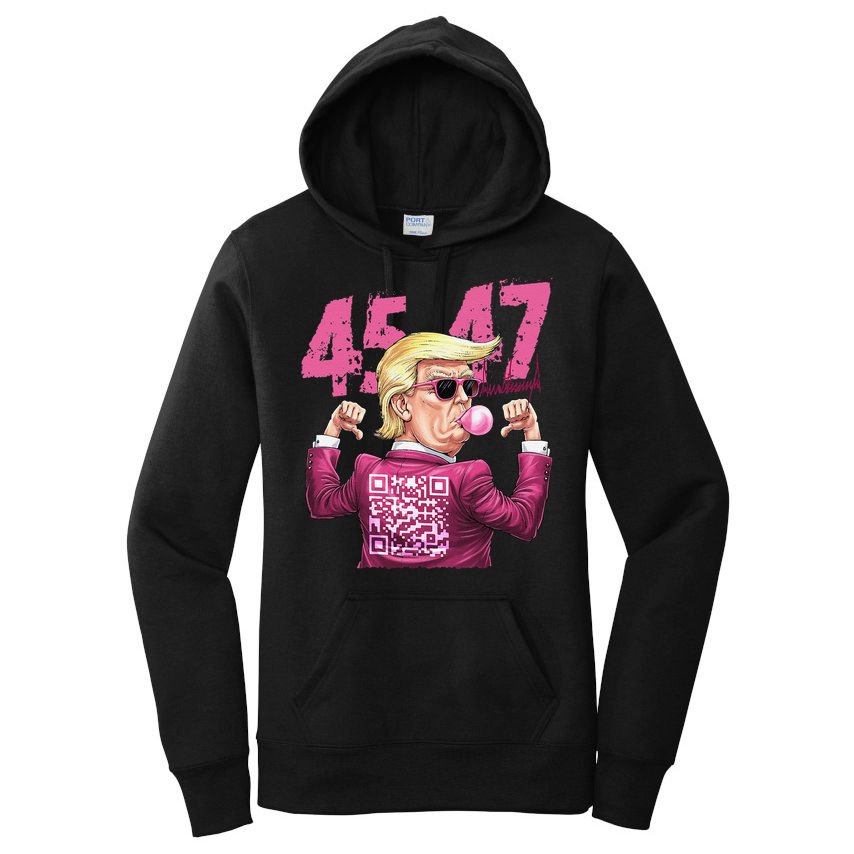 Funny Trump 45 47 Bubble Pin.K Qr Dancing Code Women's Pullover Hoodie