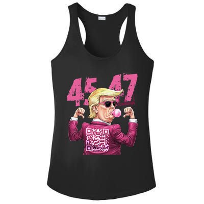 Funny Trump 45 47 Bubble Pin.K Qr Dancing Code Ladies PosiCharge Competitor Racerback Tank