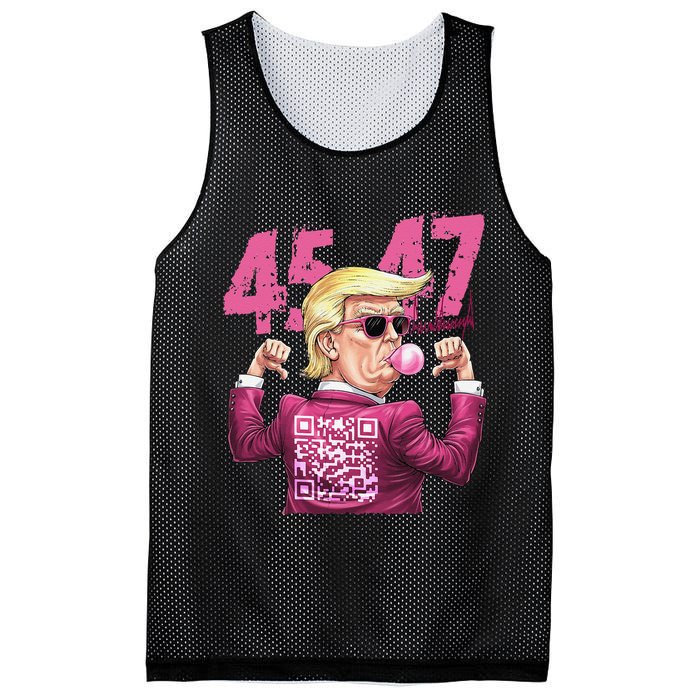 Funny Trump 45 47 Bubble Pin.K Qr Dancing Code Mesh Reversible Basketball Jersey Tank