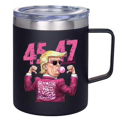 Funny Trump 45 47 Bubble Pin.K Qr Dancing Code 12oz Stainless Steel Coffee Mug