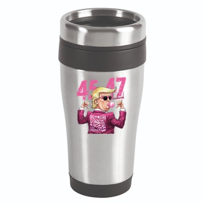 Funny Trump 45 47 Bubble Pin.K Qr Dancing Code 16oz Travel Tumbler