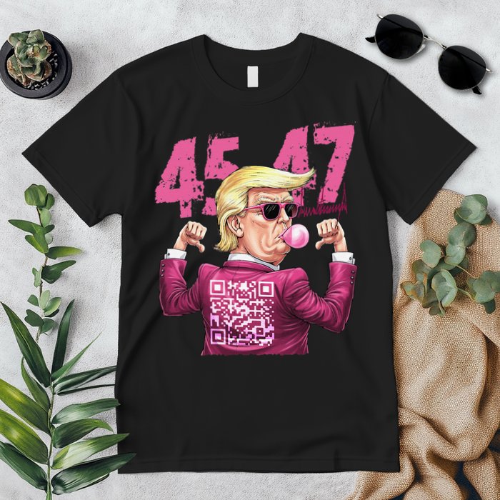 Funny Trump 45 47 Bubble Pin.K Qr Dancing Code Premium T-Shirt