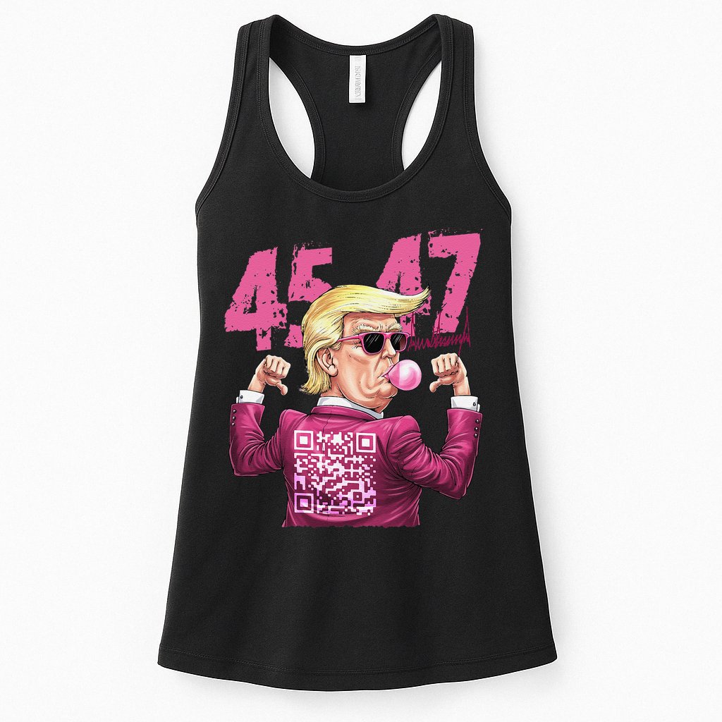 Funny Trump 45 47 Bubble Pin.K Qr Dancing Code Womens Tank Top