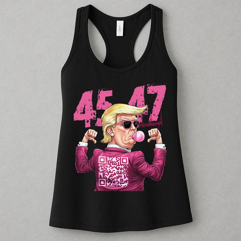 Funny Trump 45 47 Bubble Pin.K Qr Dancing Code Womens Tank Top