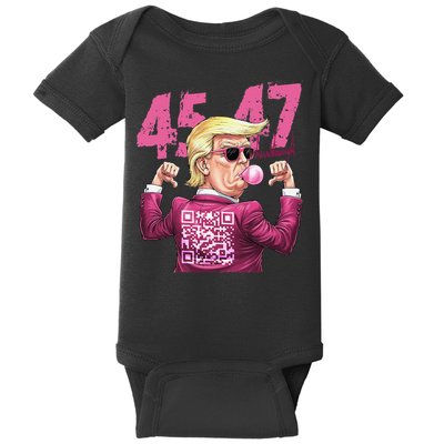 Funny Trump 45 47 Bubble Pin.K Qr Dancing Code Baby Bodysuit
