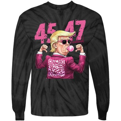 Funny Trump 45 47 Bubble Pin.K Qr Dancing Code Tie-Dye Long Sleeve Shirt