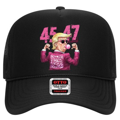 Funny Trump 45 47 Bubble Pin.K Qr Dancing Code Trucker Hat