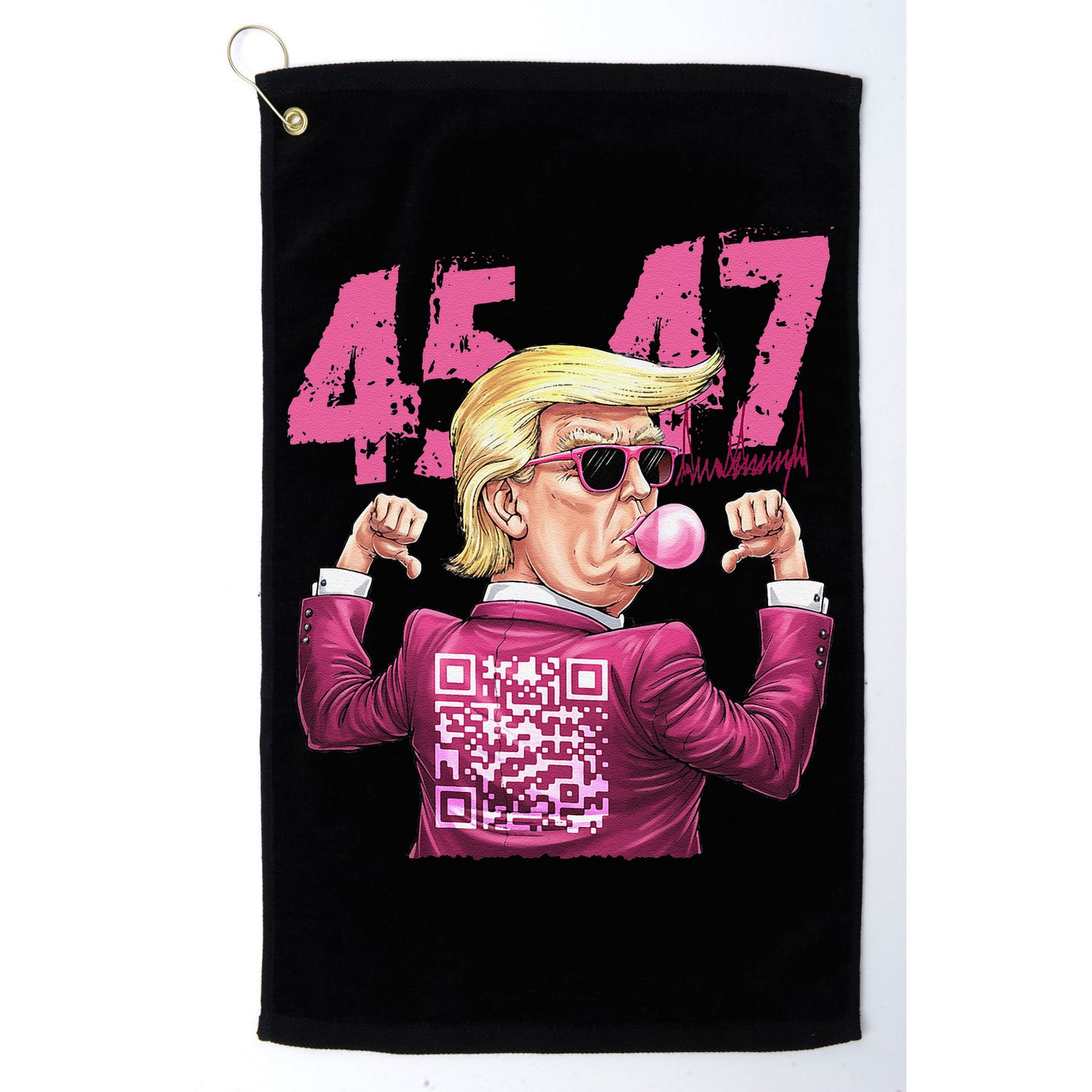 Funny Trump 45 47 Bubble Pin.K Qr Dancing Code Golf Towel