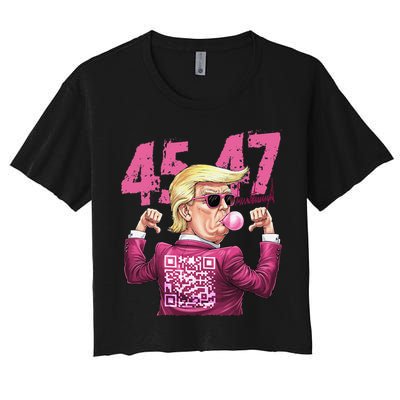 Funny Trump 45 47 Bubble Pin.K Qr Dancing Code Crop Top