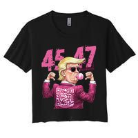 Funny Trump 45 47 Bubble Pin.K Qr Dancing Code Women's Crop Top Tee