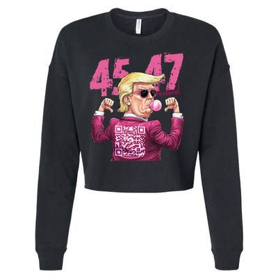 Funny Trump 45 47 Bubble Pin.K Qr Dancing Code Cropped Pullover Crew