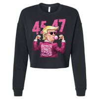 Funny Trump 45 47 Bubble Pin.K Qr Dancing Code Cropped Pullover Crew
