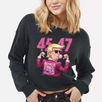 Funny Trump 45 47 Bubble Pin.K Qr Dancing Code Cropped Pullover Crew