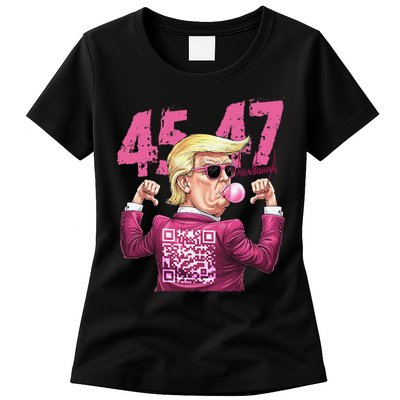Funny Trump 45 47 Bubble Pin.K Qr Dancing Code Womens T-Shirt
