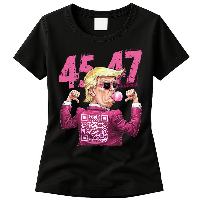 Funny Trump 45 47 Bubble Pin.K Qr Dancing Code Womens T-Shirt