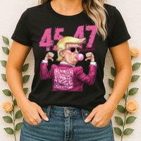 Funny Trump 45 47 Bubble Pin.K Qr Dancing Code Womens T-Shirt