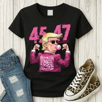 Funny Trump 45 47 Bubble Pin.K Qr Dancing Code Womens T-Shirt