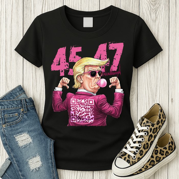 Funny Trump 45 47 Bubble Pin.K Qr Dancing Code Womens T-Shirt