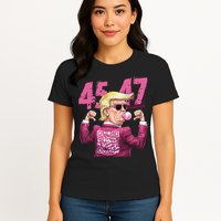 Funny Trump 45 47 Bubble Pin.K Qr Dancing Code Womens T-Shirt