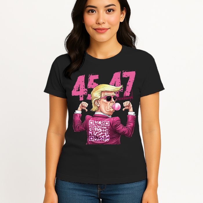 Funny Trump 45 47 Bubble Pin.K Qr Dancing Code Womens T-Shirt