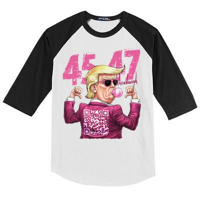 Funny Trump 45 47 Bubble Pin.K Qr Dancing Code Kids Colorblock Raglan Jersey