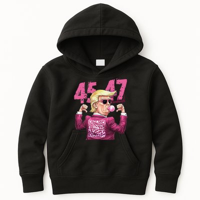 Funny Trump 45 47 Bubble Pin.K Qr Dancing Code Kids Hoodie