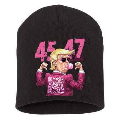 Funny Trump 45 47 Bubble Pin.K Qr Dancing Code Short Acrylic Beanie