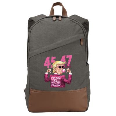 Funny Trump 45 47 Bubble Pin.K Qr Dancing Code Cotton Canvas Backpack