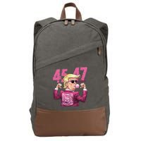Funny Trump 45 47 Bubble Pin.K Qr Dancing Code Cotton Canvas Backpack