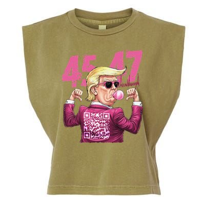 Funny Trump 45 47 Bubble Pin.K Qr Dancing Code Garment-Dyed Women's Muscle Tee
