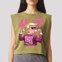 Funny Trump 45 47 Bubble Pin.K Qr Dancing Code Garment-Dyed Women's Muscle Tee