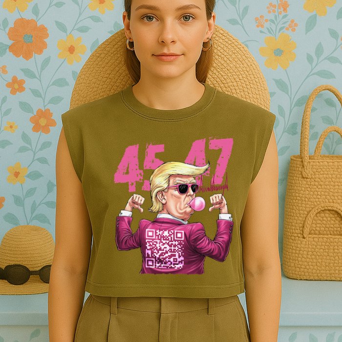 Funny Trump 45 47 Bubble Pin.K Qr Dancing Code Garment-Dyed Women's Muscle Tee