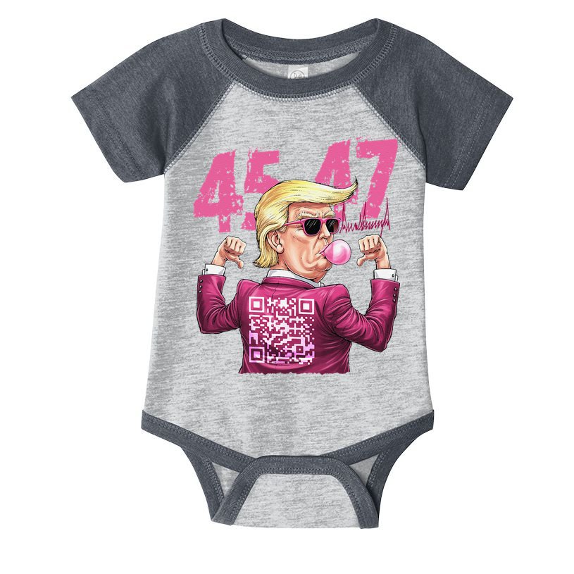 Funny Trump 45 47 Bubble Pin.K Qr Dancing Code Infant Baby Jersey Bodysuit