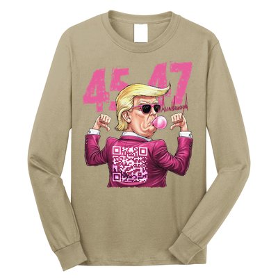 Funny Trump 45 47 Bubble Pin.K Qr Dancing Code Long Sleeve Shirt