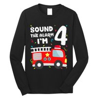 Fire Truck 4th Birthday Firefighter 4 Year Old Long Sleeve Shirt