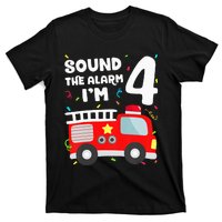 Fire Truck 4th Birthday Firefighter 4 Year Old T-Shirt