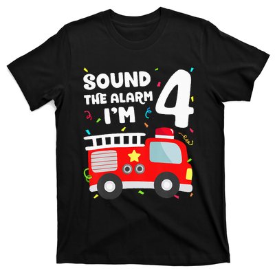 Fire Truck 4th Birthday Firefighter 4 Year Old T-Shirt