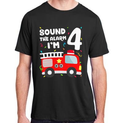 Fire Truck 4th Birthday Firefighter 4 Year Old Adult ChromaSoft Performance T-Shirt