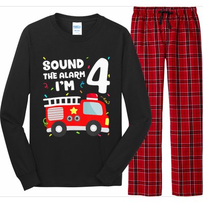 Fire Truck 4th Birthday Firefighter 4 Year Old Long Sleeve Pajama Set